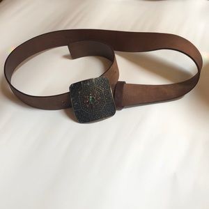 Albatros made in Italy leather belt metal press stones jeweled size large